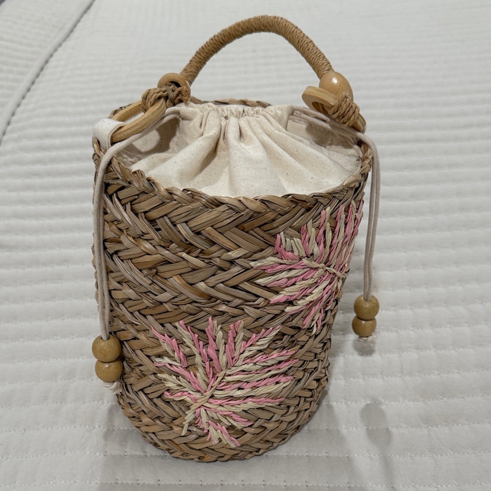L*Space Tan and Pink Woven Tote